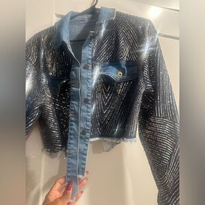 Sequin Denim Crop Jacket